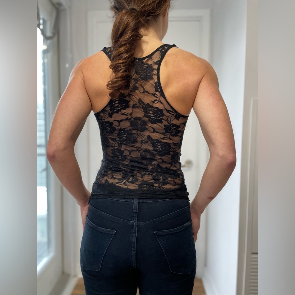 Black singlet with lace detail in the back size XS
